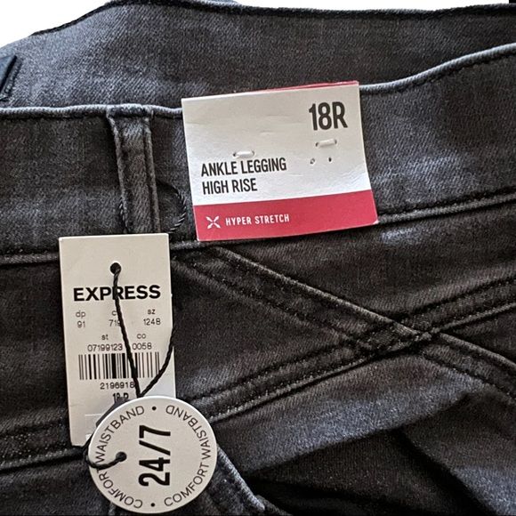 NWT Express Charcoal Grey High Waisted Skinny Jeans 18R - Picture 2 of 3